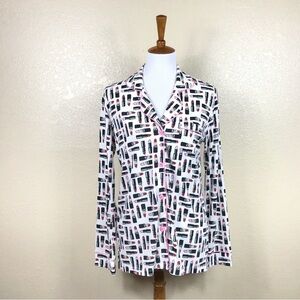 Cosabella Bella Lipstick Print Long Sleeve Night Shirt Size Medium